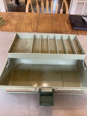 Vintage Fishing Wood Stream Sport Fisher 41 Tackle Box Light Green Classic