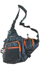 Net Angler Black Crossbody Fishing Tackle Sling Bag, Lots of Pockets.