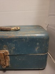Vintage Union Steel Chest Two Trays Tackle Box Teal Blue