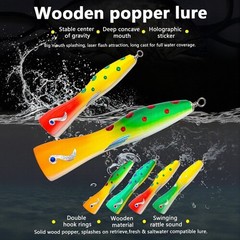 Wooden Popper Lure 20cm 85g for GT Grouper Saltwater For Surface Fishing