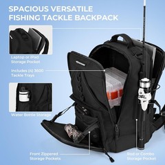 Fishing Tackle Backpack with Rod Holder 4 Tackle Boxes Waterproof Durable