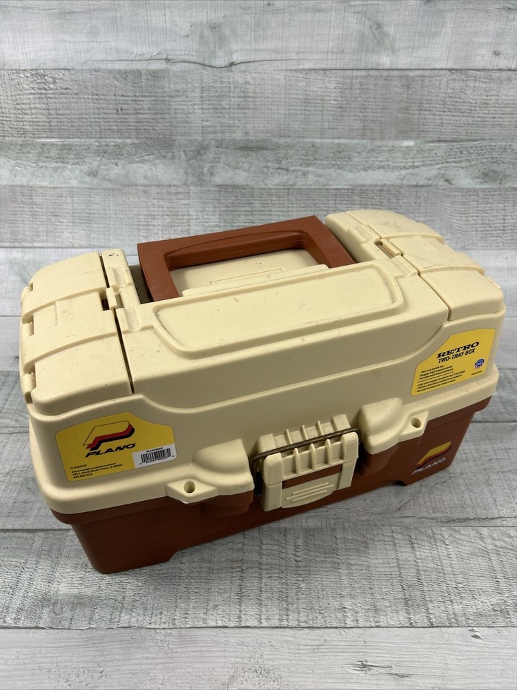 Plano Retro Two Tray Tackle Box Model 6202 Brown & Tan
