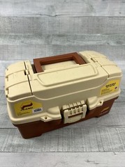 Plano Retro Two Tray Tackle Box Model 6202 Brown & Tan