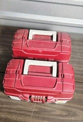 2 Plano One-Tray Tackle Fishing Box Lightweight Sturdy Model 6201 Red White