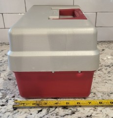 PLANO 3200 Tackle Box 2 Tier Fold Out Tray Red/Gray Made in USA Fishing