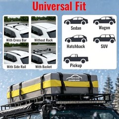 21 Cubic Feet Car Roof Cargo Carrier Bag – Waterproof – Yellow Gray – Yellow