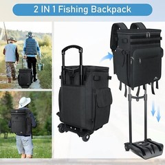 Rolling Tackle Box with Cooler, Large Fishing Bag with Wheels for 5 Trays