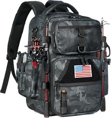 Waterproof Fishing Backpack with Rod Holder Large Tackle Storage Unisex Bait …