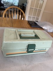 Vintage Fishing Wood Stream Sport Fisher 41 Tackle Box Light Green Classic