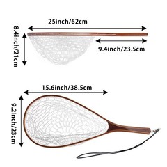 Aventik Fly Fishing Landing Net for Trout Soft Rubber Ghost Mesh Catch and Re…