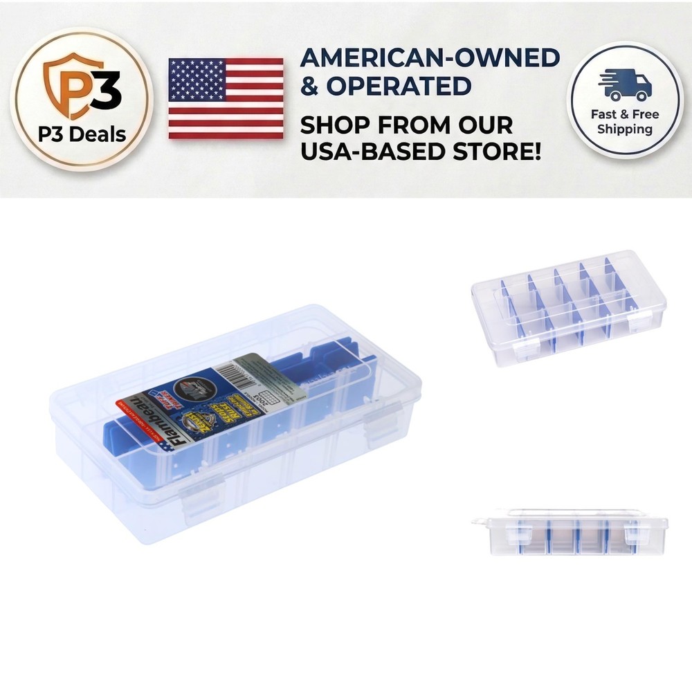 2003 Tuff Tainer Fishing Box with 15 Zerust Dividers – 18 Compartments, Clear