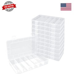 10 Pack 6 Grids Tackle Box Organizer, Clear Fishing Tackle Boxes, Clear Organ…