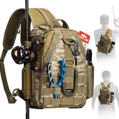 Fishing Backpack with Rod Holder, Lightweight Sling Bag Storge Gear and Equip…