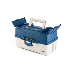 Plano Three-Tray Tackle Box, Blue/White, Rust-Proof Three-Tray, Blue/White