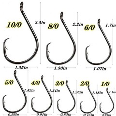 200Pcs/Box（Size:10/0… to…1/0 Strong Octopus Fishing Hooks, Forged Ste