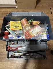 Vintage Plano# 5757 Fishing Tackle Box 4 Drawer with Tackle & Vintage Lures