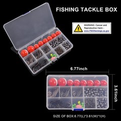 Fishing Tackle Kit, 160pcs Basic Bobbers and Hooks Assortment 2/0, Silver