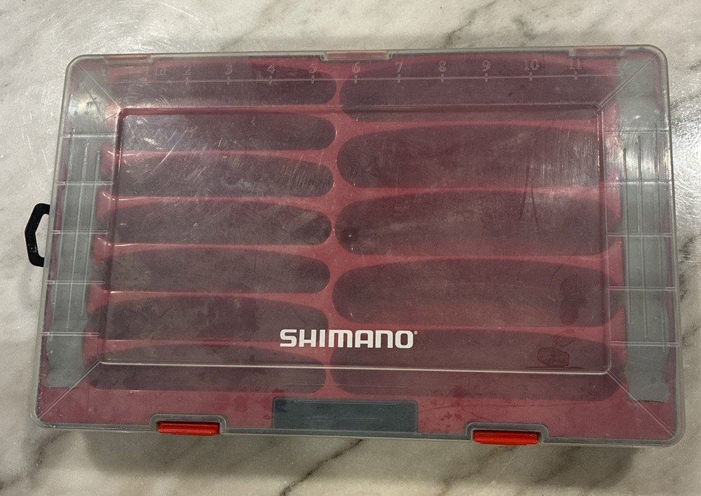 Shimano Red Fishing Lure Storage Crankbait Tackle Box (2 Broken Hinges) See Pic
