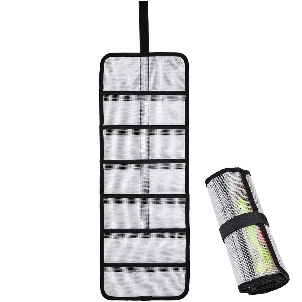 MOPHOEXII Durable 25x9in RollUp Fishing Lure Wrap with 6 PVC Hook Pockets