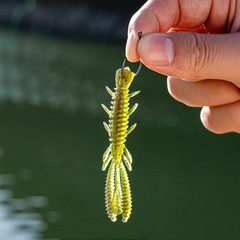 Soft Plastic Lures Reflective Glitter Finish Ribbed Body Creates Swim Action