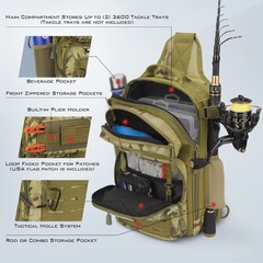KastKing BlowBak Tactical Sling Tackle Standard, A: Khaki Camo（14” X 8” X 6”）