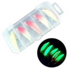 5 Piece Luminous Fishing Lure Set for Bass Trout Mackerel Salmon 56 58g