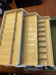 Vintage PLANO 8606 Tackle Box Two Sided Six Tray Locking Tackle Syst Great Cond