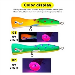 85g Wooden Popper Lure 20cm Deep Concave Lip UV Groove Rattle for Grouper