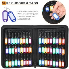 Zippered Key Case, Portable Key Organizer with Handle, Waterproof & Black