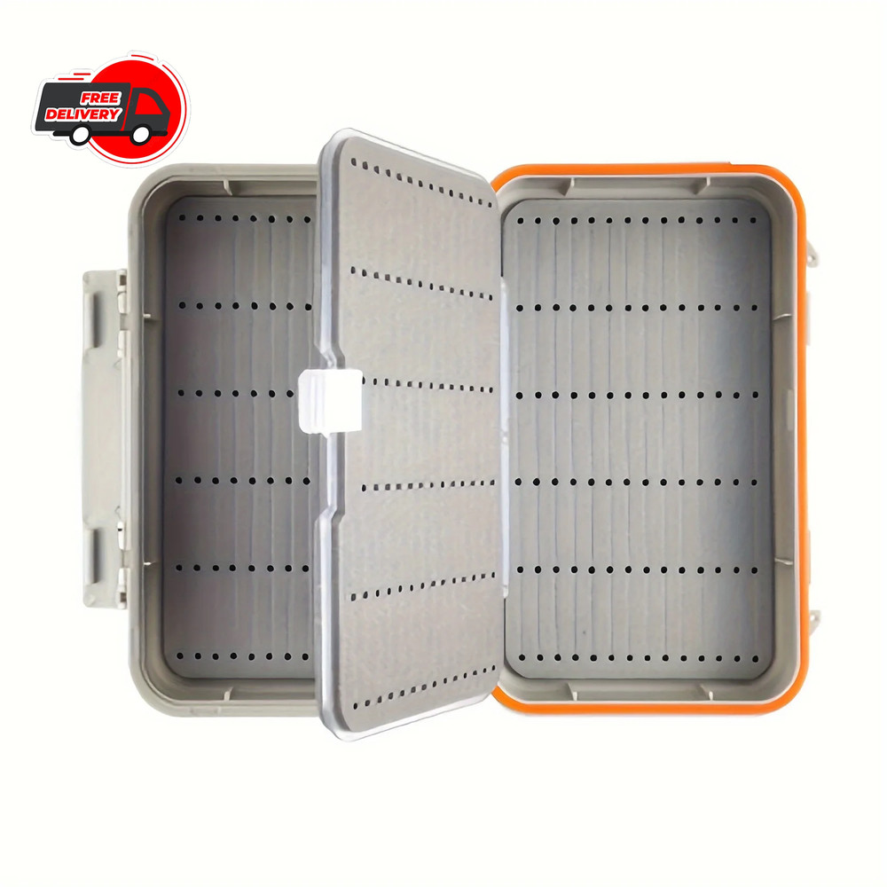 Waterproof Double-Sided Fishing Tackle Box Foam Tray Easy Grip Storage Case