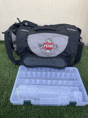Penn Tackle Tournament Fishing Bag Medium Gray Padded Compartments Swordfish