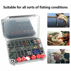 Zide 228/268 Fishing Accessories Kit Set With Tackle Box Jig Hooks Bullet Sinker
