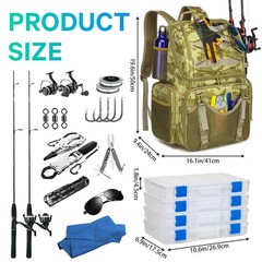 45L Fishing Backpack with Rod Holders & Rain Cover – Water-Resistant Camo Bag