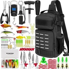 Fishing Backpack Tackle Set 85Pcs,lncludes Tackle Boxes,Pliers,Lip Gripper,Hook