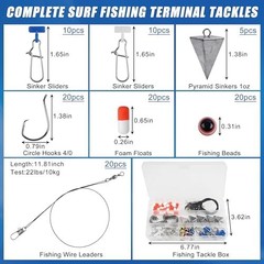 105PCS Surf Fishing Tackle Kit Fish Finder Rigs Saltwater Surf Fishing Rigs Live