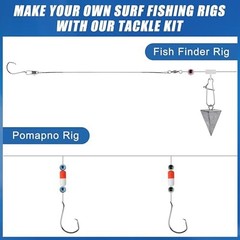 105PCS Surf Fishing Tackle Kit Fish Finder Rigs Saltwater Surf Fishing Rigs Live