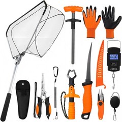 RoundFunny 10 Pcs Fishing Tool Kit Fishing Gear Equipment for Men Orange