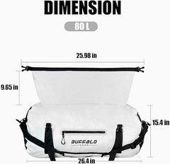 Buffalo Gear Waterproof Duffle Bag 40L 60L 80L Roll-top Dry Bag Heavy Duty