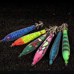 Luminous Noctilucent Squid Bait 80mm 5g Wooden Shrimp Jig Hook Rubber Metal Mix