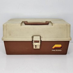 Plano 6303 Vintage Tackle Box 3-Tray 24 Compartments Tan Brown Fishing USA Made