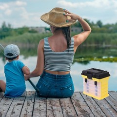 1Pcs Reusable Fishing Lure Storage Case Portable Yellow Tackle Box