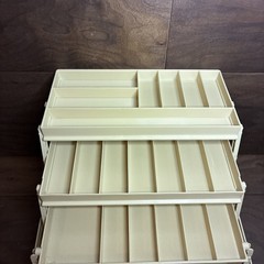 Vintage Plano 2300 Fishing Tackle Box 3 Tray Olive Green Tan