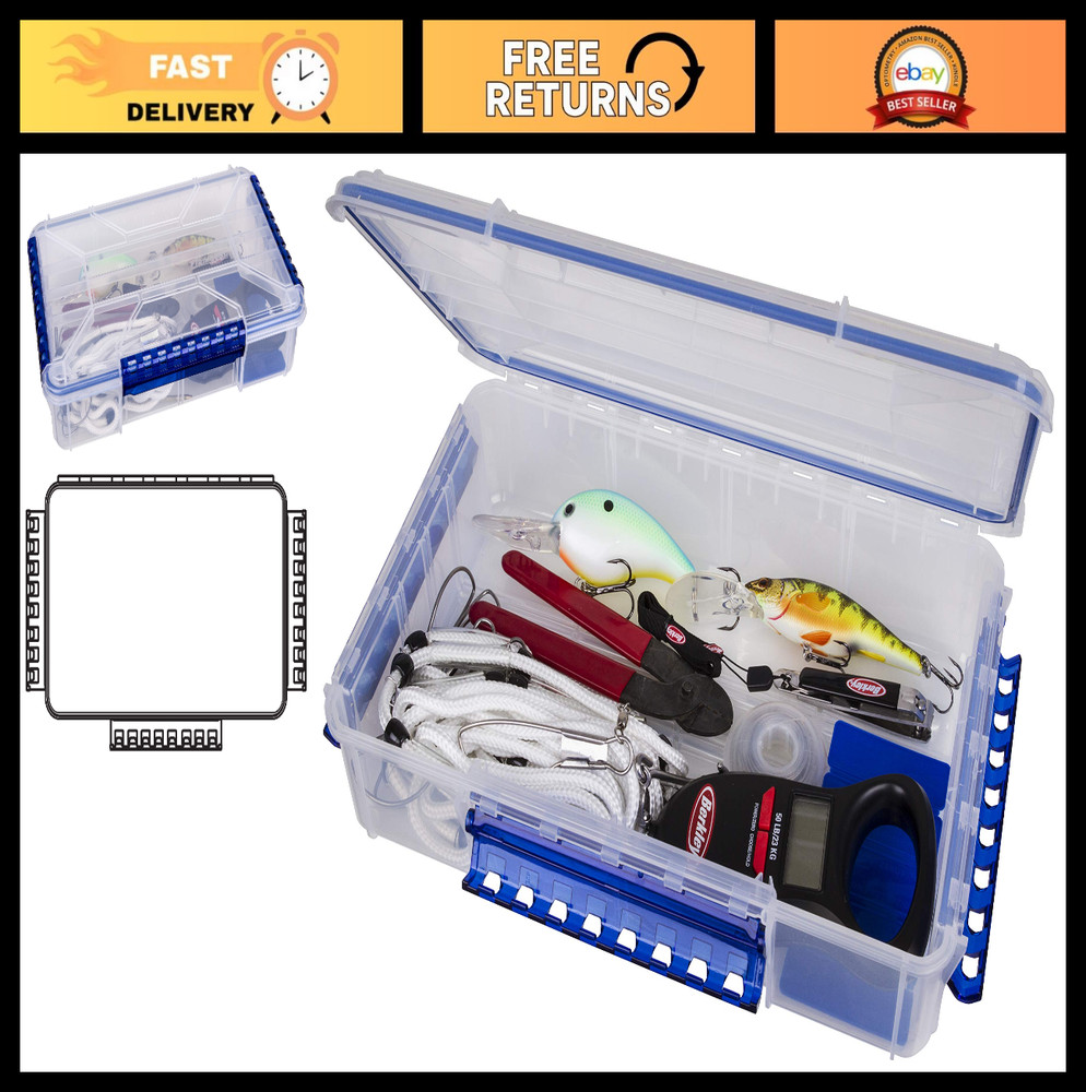 Waterproof Fishing Tackle Storage Box – 14″ Double Deep with Anti-Rust Tabs