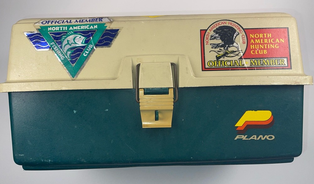 VTG Plano 4100 Classic Fishing Tackle Box 3 Tray Green/Tan Bait Storage Dividers