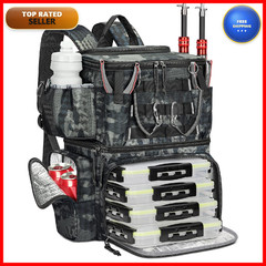 Matein Fishing Backpack 4 Tackle Rod Holder Tackle Backpack Safety Compartment