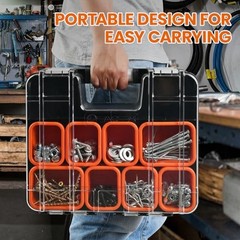 Double-Sided Tool Organizer, Toolbox with 8-Storage Bins Double Sided Tool Box