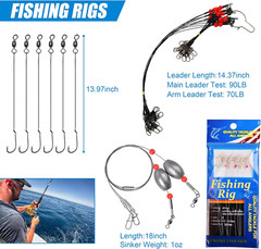 Saltwater Fishing Tackle Kit -212Pcs Ocean Fishing Tackle Box Include Fishing Ri