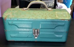 My Buddy 252 Two Tray Tackle Box Vintage Green Metal With Plastic Tray Inserts