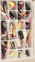 Dream LOT of RARE Vintage WOODEN Fishing LURES/TACKLE/REEL ECT. HEDDON TORPEDOS