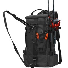 kokkoya Small Fishing Backpack with 2 Rod Holders, 16L Kayak Tackle Bag | Black
